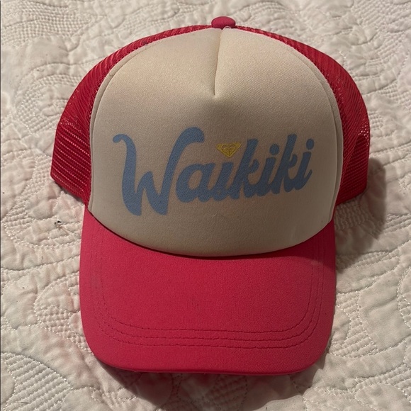 Roxy Waikiki pink & white Trucker Hat - Picture 1 of 3